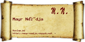 Mayr Nádja névjegykártya